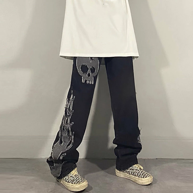 Yoursblack Dark Gothic Skull Embroidered Pants NEWS 4 Yoursblack Dark Gothic Skull Embroidered Pants NEWS