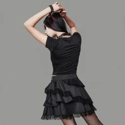 Yoursblack Gothic Lace Mesh Skirt