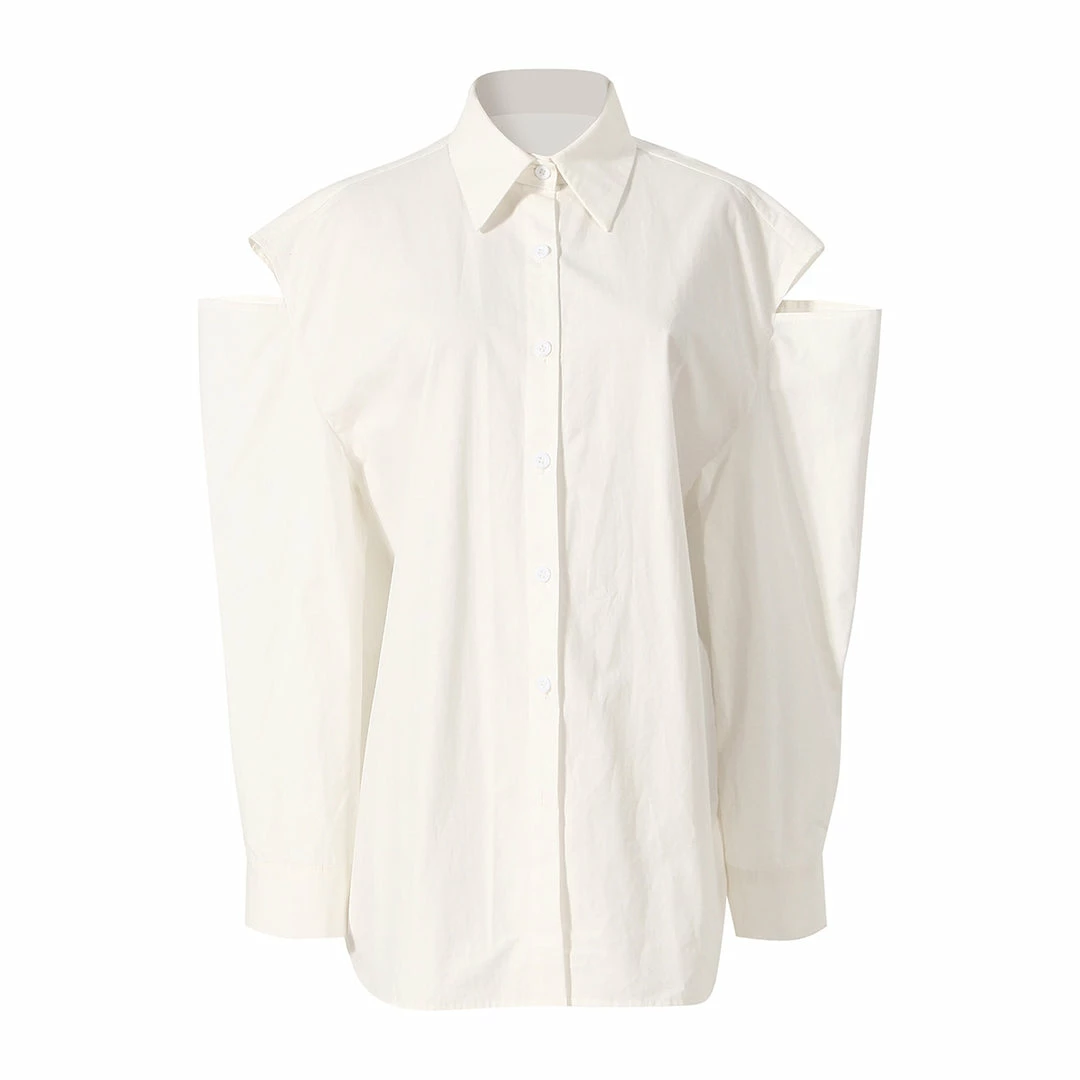 Yoursblack Dark Diamond Leather Metal Chain Off-the-shoulder Shirt 4 Yoursblack Dark Diamond Leather Metal Chain Off-the-shoulder Shirt