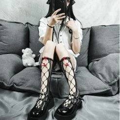 Yoursblack Socks&Stockings Lace Tie Bow Calf Socks