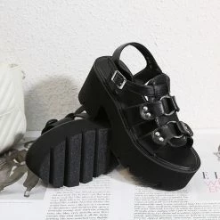 Yoursblack Punk Sudded Platform Sandals