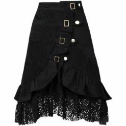 Yoursblack Punk Asymmetric Metal Buckle Fishtail Skirt