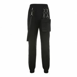 Yoursblack Metal Ring Large Pocket Cargo Pants