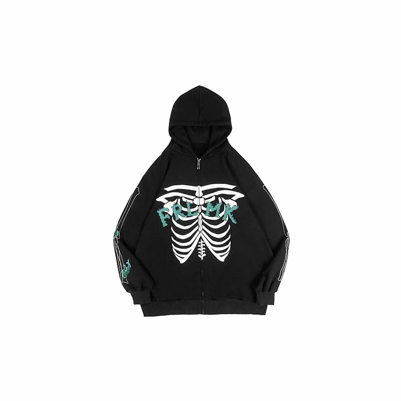 Yoursblack Dark Skeleton Print Hooded Jacket NEWS 1 Yoursblack Dark Skeleton Print Hooded Jacket NEWS