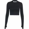 Yoursblack Collar Embroidered Crop Top