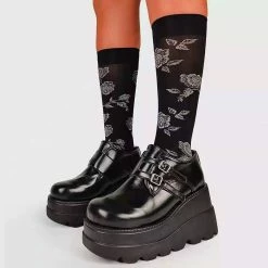 Yoursblack Punk Round Toe Platform Shoes