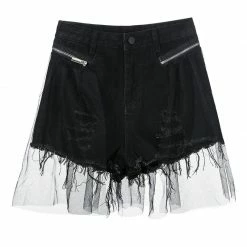 Yoursblack Ripped Shorts With Mesh Layer