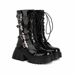 Yoursblack NEWS Bat Buckle Platform Martin Boots