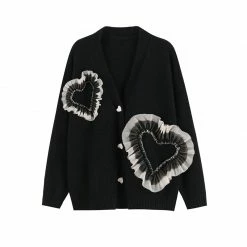 Yoursblack Love Stitching Knitted Cardigan Sweater