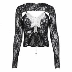 Yoursblack NEWS Goth Lace Cutout Set Top
