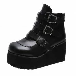 Yoursblack Colorful High-Top Buckle Women's Shoes