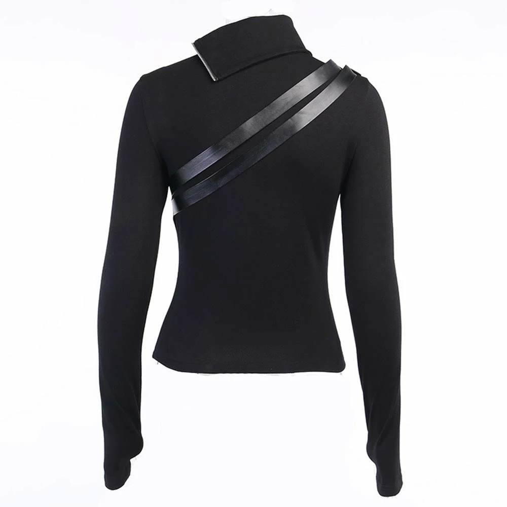 Yoursblack Punk Double Zip Turtleneck Long Sleeve Top 3 Yoursblack Punk Double Zip Turtleneck Long Sleeve Top