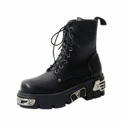 Yoursblack Punk Retro Platform Motorcycle Boots
