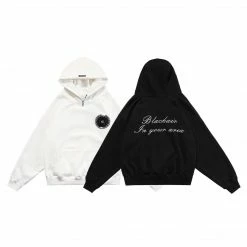 Yoursblack Dark Letter Embroidery And Fleece Hoodie NEWS