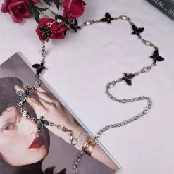 Yoursblack Butterfly Rose Chain Waist