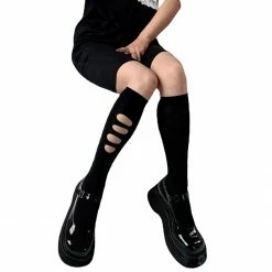 Yoursblack NEWS Black Ripped Velvet Tube Socks 9 Yoursblack NEWS Black Ripped Velvet Tube Socks
