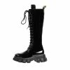 Yoursblack NEWS Dark Platform Lace-up Patent Leather Boots