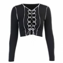 Yoursblack Clout Lace Up Top