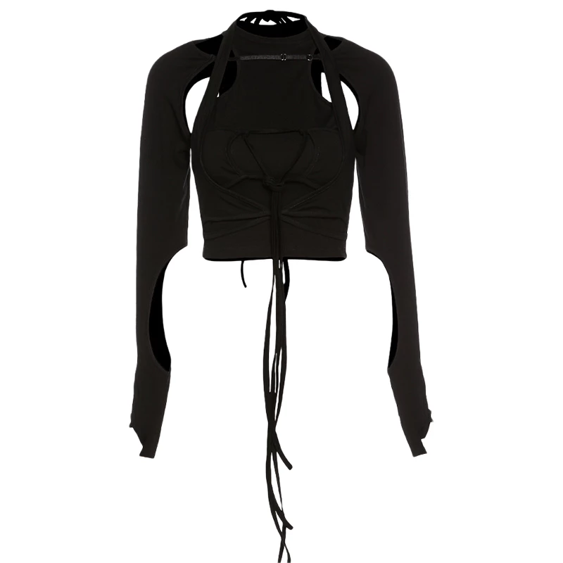 Yoursblack Dark Hollow Tie Long Sleeve Shirt 1 Yoursblack Dark Hollow Tie Long Sleeve Shirt