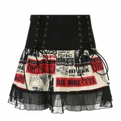 Yoursblack Dark Punk Print Lace-up Skirt NEWS
