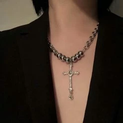 Yoursblack Cross Clavicle Chain Accessory