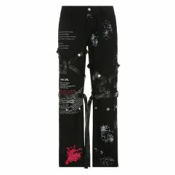 Yoursblack NEWS Dark Babe Streamer Print Pants