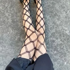 Yoursblack Diamond Hollow Fishing Net Socks