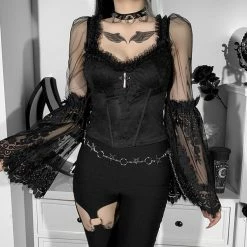 Yoursblack NEWS “Crime And Punishment” Lace Long Sleeve Top