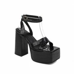Yoursblack New In May Punk Snake Print Heeled Sandals