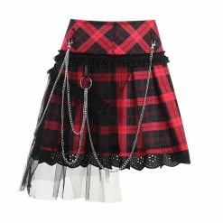 Yoursblack Punk Stitching Lace Woolen Skirt