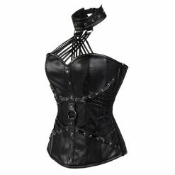 Yoursblack Black Steel Halter Punk Leather Corset NEWS 10 Yoursblack Black Steel Halter Punk Leather Corset NEWS