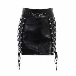 Yoursblack Punk Cutout Lace Up Skirt