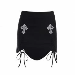 Yoursblack Cross Drawstring Skirt NEWS