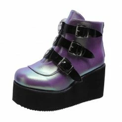 Yoursblack Colorful High-Top Buckle Women's Shoes