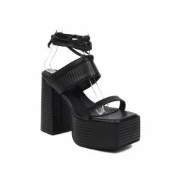 Yoursblack New In May Cross Strap Heeled Sandals