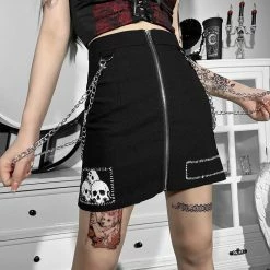 Yoursblack Dark Black Print Skirt