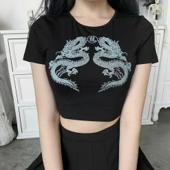 Yoursblack TOPS Grunge Dragon Crop Top Shirt