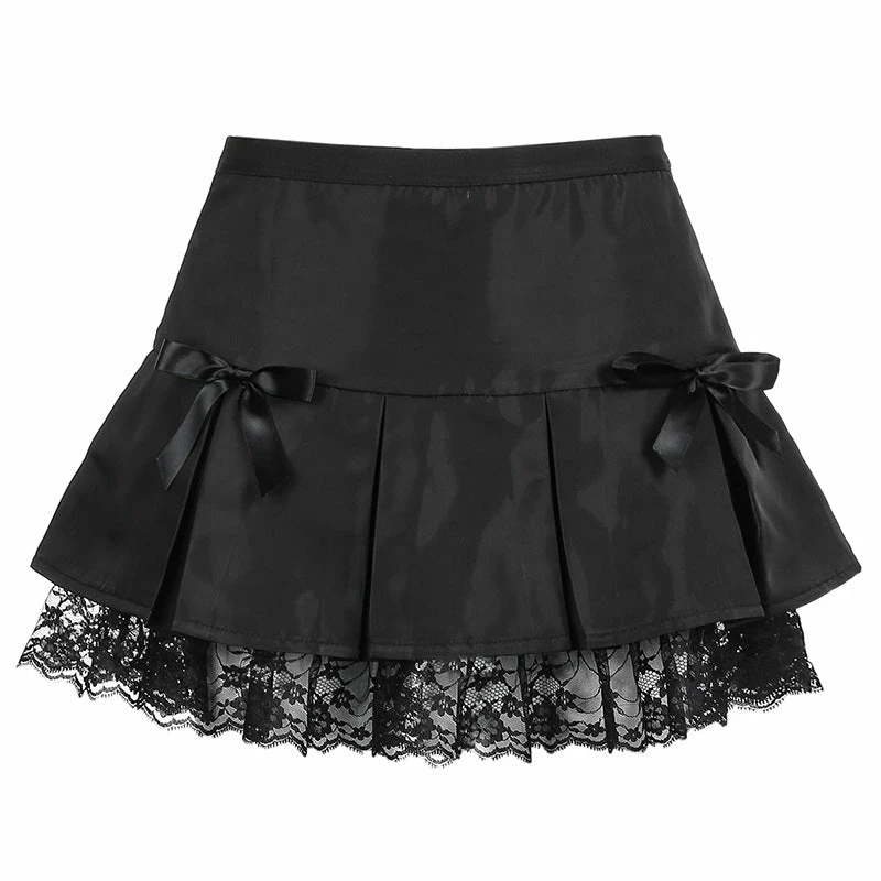 Yoursblack Bowknot Lace Puffy Pleated Skirt 1 Yoursblack Bowknot Lace Puffy Pleated Skirt