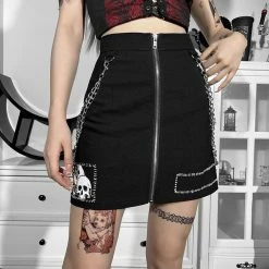 Yoursblack Dark Black Print Skirt