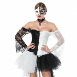 Yoursblack Black And White Stitching Gothic Corset 6 Yoursblack Black And White Stitching Gothic Corset