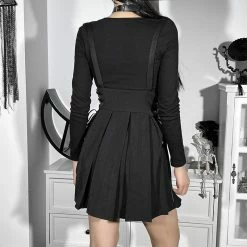 Yoursblack Dark Strap Pleated Skirt