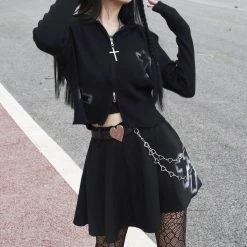 Yoursblack Black Cross Inkjet Punk Skirt BOTTOMS
