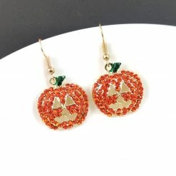 Yoursblack New In May Halloween Rhinestones Pumpkin Earrings