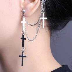Yoursblack Cross Tassel Earrings Accessory