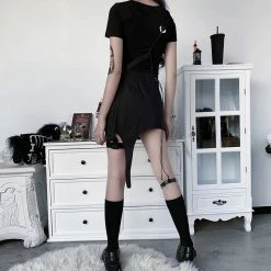 Yoursblack NEWS Gothic Lace-Up Leggings Irregular Skirt