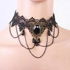 Yoursblack Gothic Lace&Chain Choker Accessory