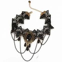 Yoursblack Gothic Lace&Chain Choker Accessory