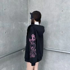 Yoursblack Spring Sale Embroidered Skull Hooded Jacket