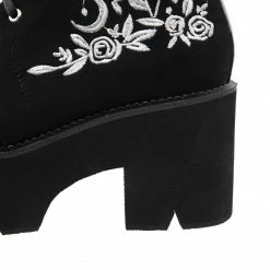 Yoursblack Gothic Pentagram And Rose Lace Up Platform Boots