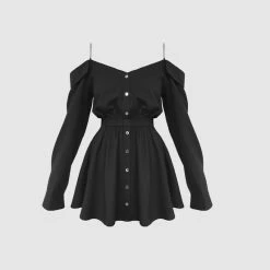 Yoursblack Off Shoulder Chain Strap Dress